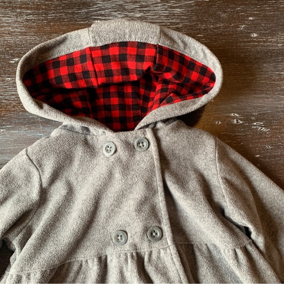 3/$12 Grey Jacket with Red and Black Buffalo Plaid Detailing - Picture 2 of 5